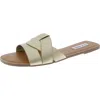 Steve Madden Zoom Womens Metallic Faux Leather Slide Sandals In Gold