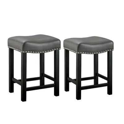 Steve Silver Aspen Gray Pu Counter Stool Set Of 2 In Black