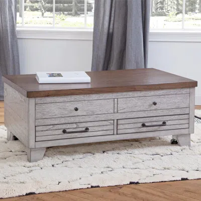 Steve Silver Bear Creek Lift Top Cocktail Table - Ivory In Gray