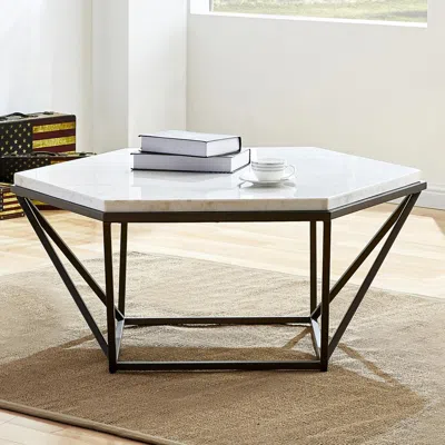 Steve Silver Corvus White Marble Top Cocktail Table