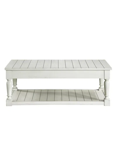 Steve Silver Hemingway 50" Lift Top Wooden Farmhouse Coffee Table In Alabaster Finish