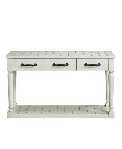 Steve Silver Hemingway 50" Wooden Farmhouse Sofa Table In Alabaster Finish