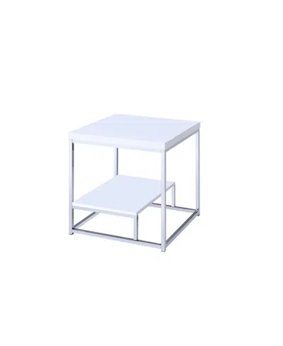 Steve Silver Lucia 23.7" Laminate End Table In Medium Brown Legs With Gray-brown Top