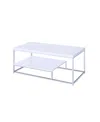 Steve Silver Lucia 47" Laminate Cocktail Table In White Finish And Chrome