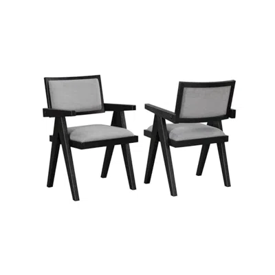 Steve Silver Magnolia Black Arm Chair, Set Of 2 In Gray