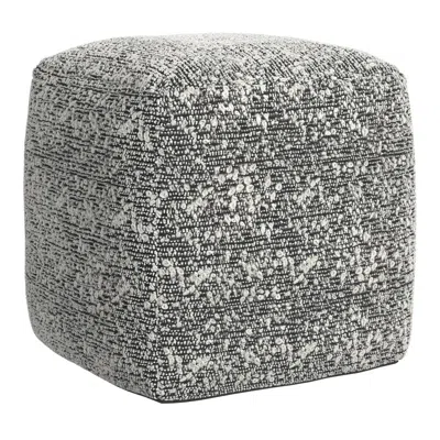 Steve Silver Nahara Boucle Black Woven Square Pouf In Gray