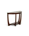 Steve Silver Rafael 45" Demilune Merlot Wood Sofa Table With Cracked Glass Insert In Merlot Cherry Finish