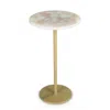 Steve Silver Rosie Agate Top Round Chairside Table In Gold