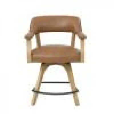 Steve Silver Rylie Counter Camel Pu Arm Chair In Brown