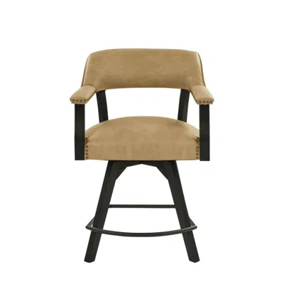 Steve Silver Rylie Counter Sand Pu Arm Chair In Neutral
