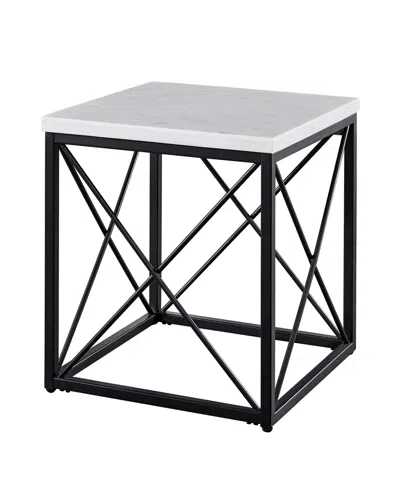 Steve Silver Skyler 22" Square Marble And Metal End Table In Black
