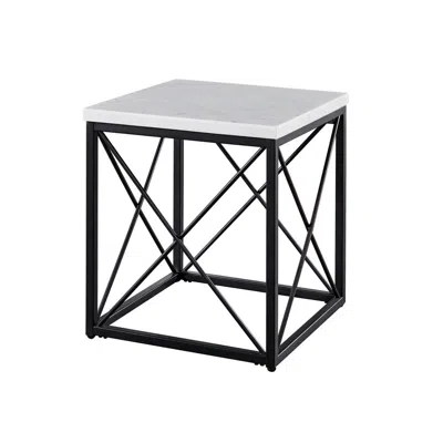Steve Silver Skyler White Marble Top Square End Table In Black