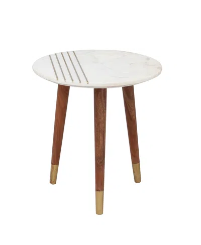 Steve Silver Terrace 20.5" Round Solid Wood And Marble Nesting Tables In Natural