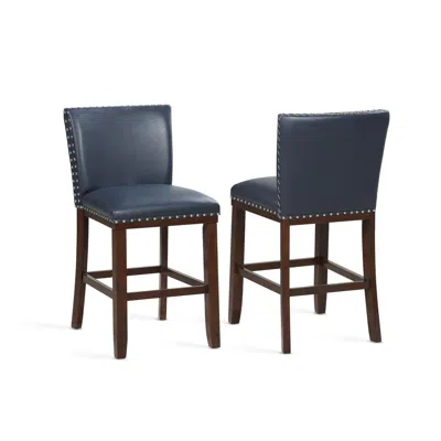 Steve Silver Tiffany Navy Kd Counter Stool - Set Of 2 In Blue