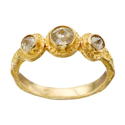 Pre-owned Steven Battelle 0.8 Carats Triple Champagne Diamond 18k Gold Ring In Multi