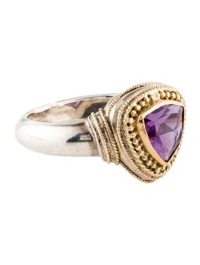 Pre-owned Steven Battelle 1.48ct Amethyst Cocktail Ring In Multi