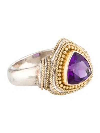 Pre-owned Steven Battelle 1.56ct Amethyst Cocktail Ring In Multi