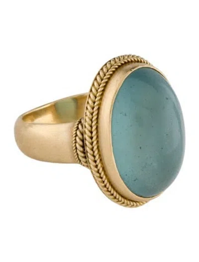 Pre-owned Steven Battelle 18k 15.36ct Aquamarine Cocktail Ring In Multi
