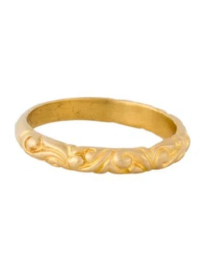 Pre-owned Steven Battelle 18k Carved Band Ring In Multi
