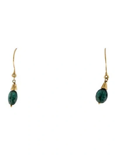 Pre-owned Steven Battelle 18k Tourmaline Drop Earrings In Multi