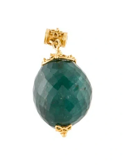 Pre-owned Steven Battelle 22k Tourmaline Bead Pendant In Multi