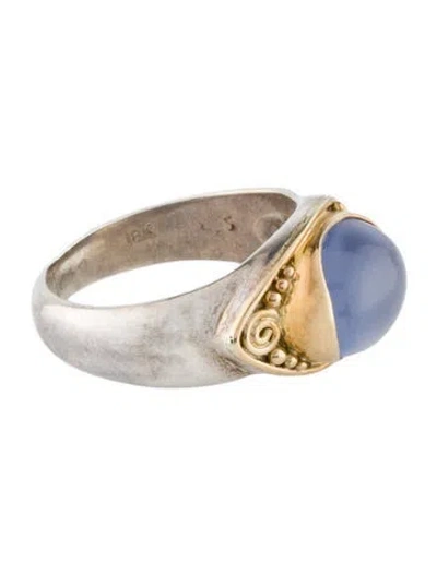 Pre-owned Steven Battelle Chalcedony Cocktail Ring In Multi