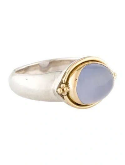 Pre-owned Steven Battelle Chalcedony Cocktail Ring In Multi