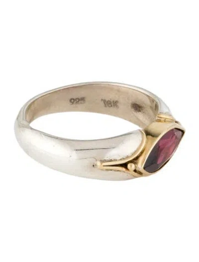 Pre-owned Steven Battelle Garnet Cocktail Ring In Multi