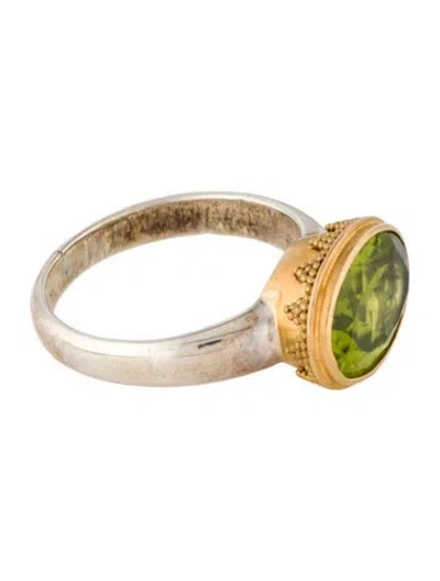 Pre-owned Steven Battelle Peridot Cocktail Ring In Multi