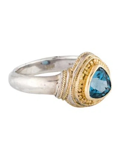Pre-owned Steven Battelle Two-tone 1.78ctw Topaz Cocktail Ring In Multi