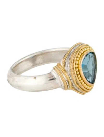 Pre-owned Steven Battelle Two-tone 1.79ctw Topaz Cocktail Ring In Multi
