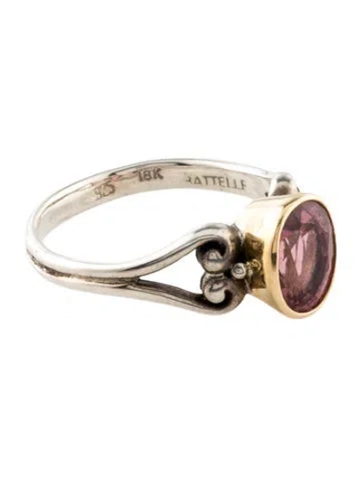 Pre-owned Steven Battelle Two-tone 1.90ctw Tourmaline Cocktail Ring In Multi