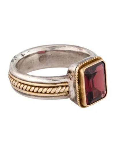 Pre-owned Steven Battelle Two-tone 2.28ct Garnet Cocktail Ring In Multi