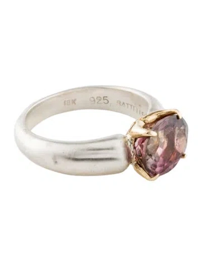 Pre-owned Steven Battelle Two-tone 2.98ctw Tourmaline Cocktail Ring In Multi