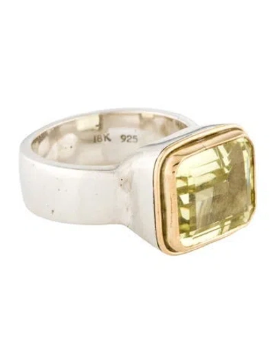 Pre-owned Steven Battelle Two-tone 4.03ctw Quartz Cocktail Ring In Multi