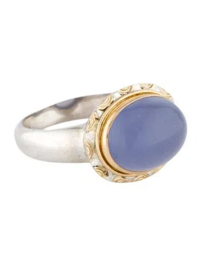 Pre-owned Steven Battelle Two-tone 4.28ct Chalcedony Cocktail Ring In Multi