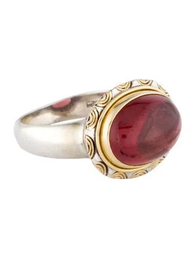 Pre-owned Steven Battelle Two-tone 5.04ctw Tourmaline Cocktail Ring In Multi