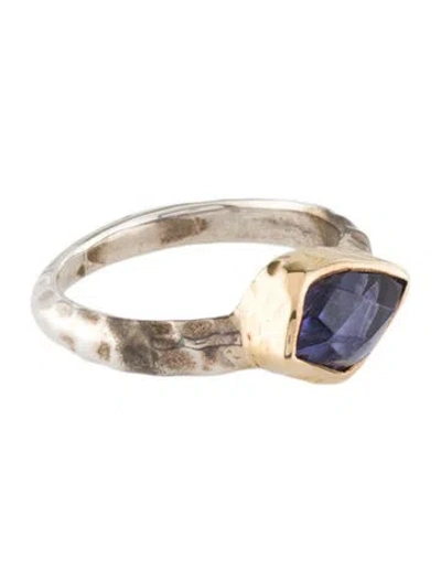 Pre-owned Steven Battelle Two-tone Iolite Cocktail Ring In Multi