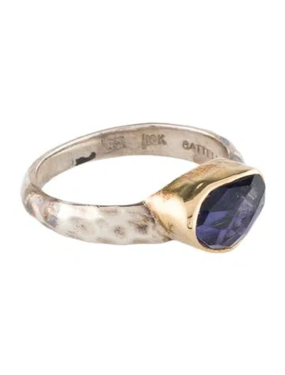 Pre-owned Steven Battelle Two-tone Iolite Cocktail Ring In Multi