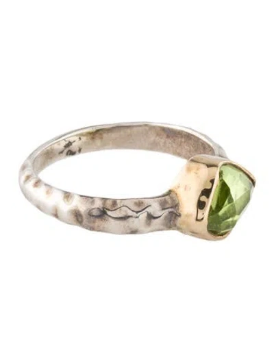 Pre-owned Steven Battelle Two-tone Peridot Cocktail Ring In Multi