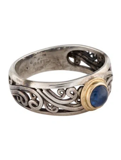 Pre-owned Steven Battelle Two-tone Sapphire Filigree Cocktail Ring In Multi