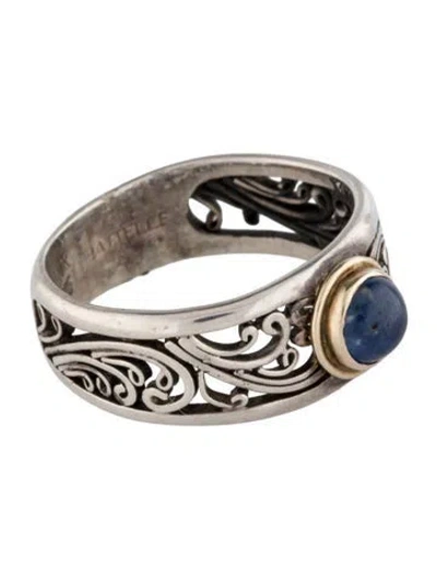 Pre-owned Steven Battelle Two-tone Sapphire Filigree Cocktail Ring In Multi