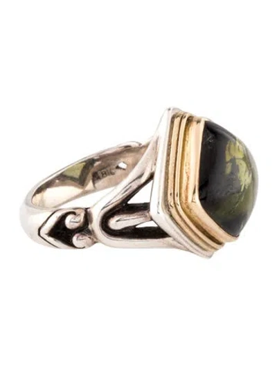 Pre-owned Steven Battelle Two-tone Tourmaline Cocktail Ring In Green