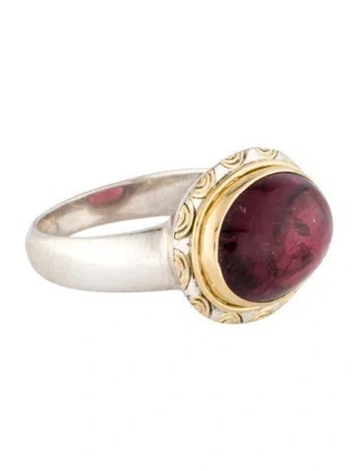 Pre-owned Steven Battelle Two-tone Tourmaline Cocktail Ring In Multi