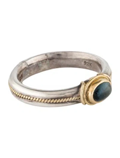 Pre-owned Steven Battelle Two-tone Tourmaline Cocktail Ring In Multi