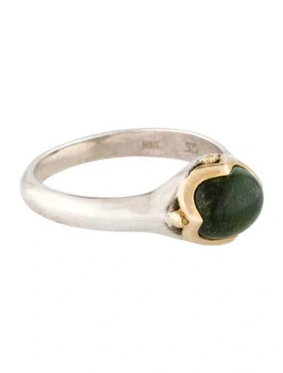 Pre-owned Steven Battelle Two-tone Tourmaline Cocktail Ring In Multi