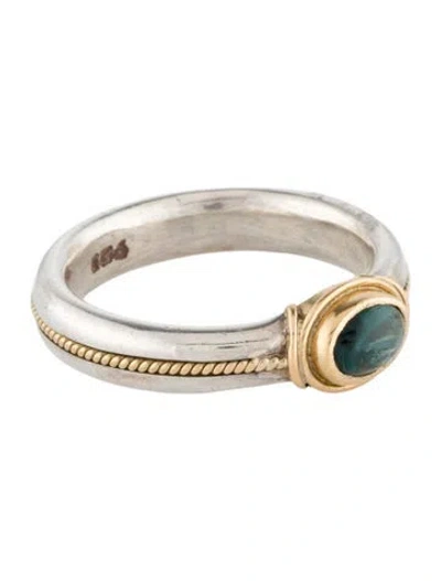 Pre-owned Steven Battelle Two-tone Tourmaline Cocktail Ring In Multi