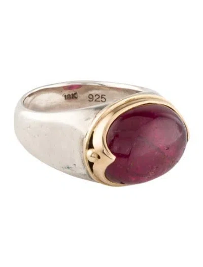 Pre-owned Steven Battelle Two-tone Tourmaline Cocktail Ring In Multi