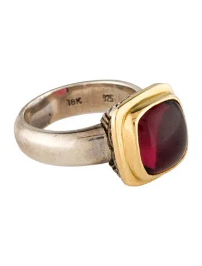 Pre-owned Steven Battelle Two-tone Tourmaline Cocktail Ring In Multi