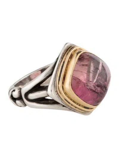 Pre-owned Steven Battelle Two-tone Tourmaline Cocktail Ring In Multi